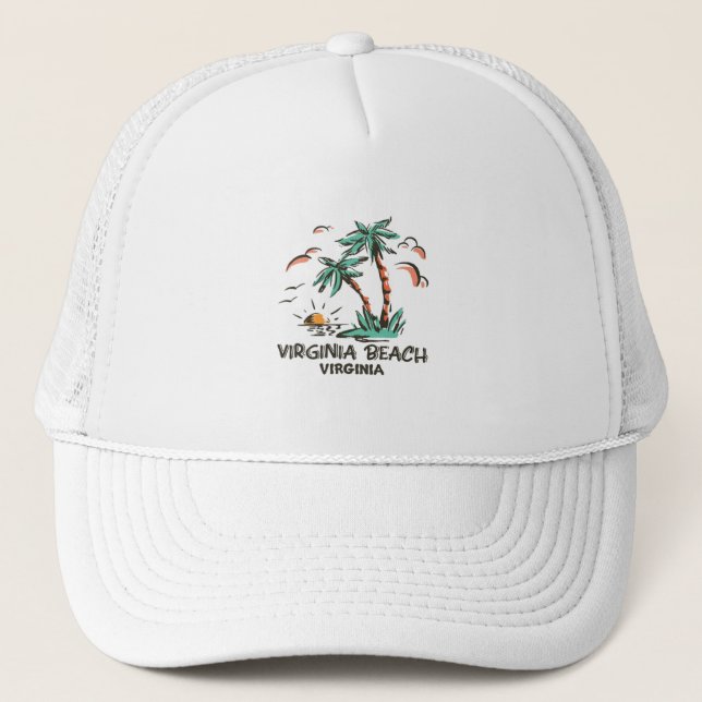 Virginia Beach-Virginia-Colourful Sunset Trucker Hat (Front)