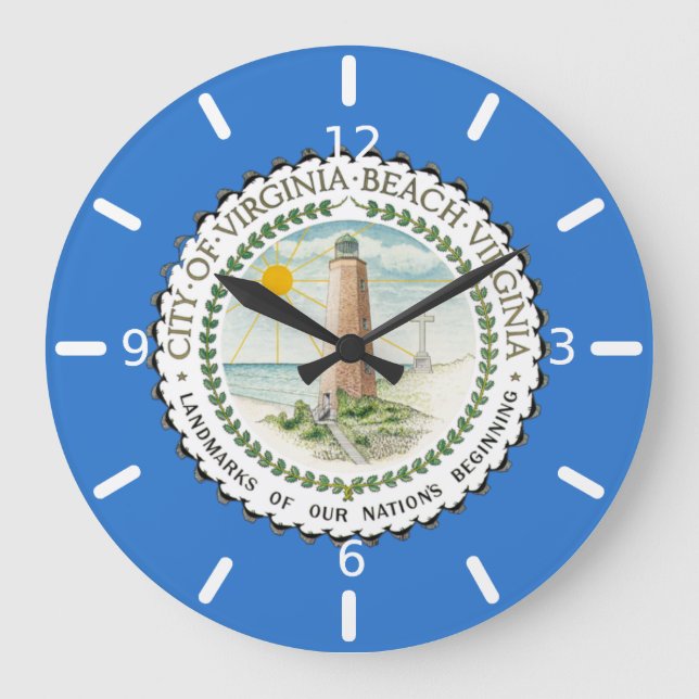 Virginia Beach (Virginia) flag Large Clock (Front)