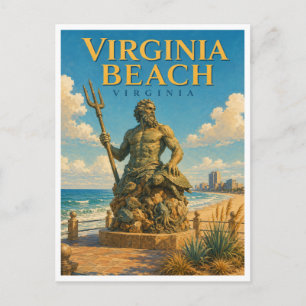 Virginia Beach Virginia Neptune Statue GeoSaga Postcard