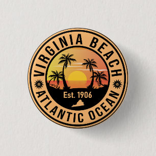 Virginia Beach Virginia Retro Sunset Souvenirs 60s 3 Cm Round Badge