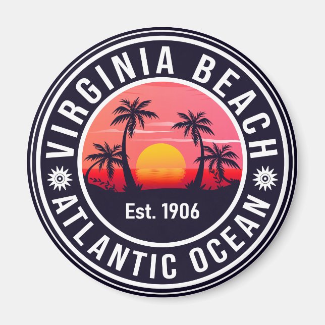 Virginia Beach Virginia Retro Sunset Souvenirs Magnet (Front)