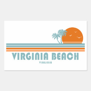 Virginia Beach Virginia Sun Palm Trees Rectangular Sticker