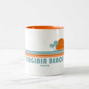 Virginia Beach Virginia Sun Palm Trees Two-Tone Coffee Mug