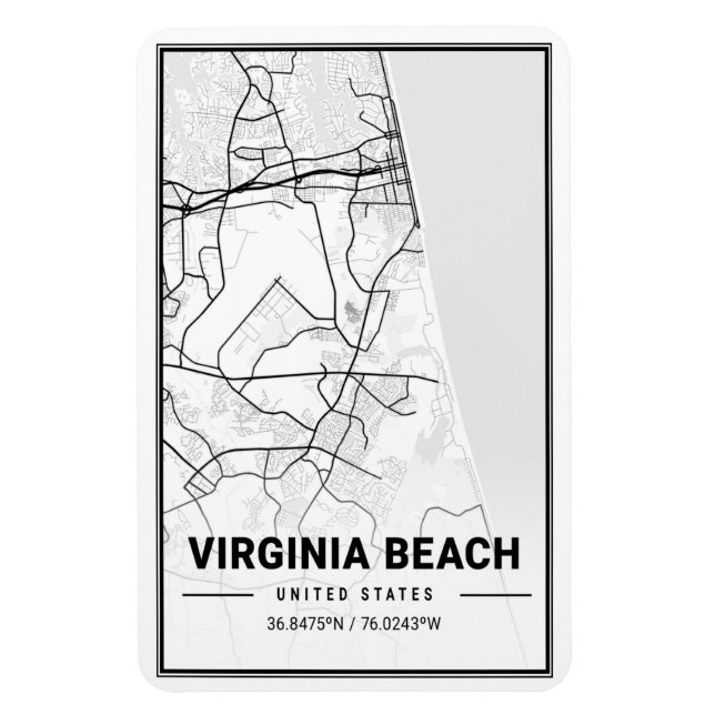 Virginia Beach Virginia USA Travel City Map Magnet (Vertical)
