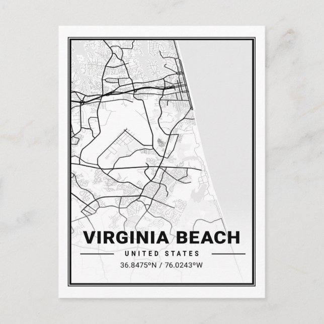 Virginia Beach Virginia USA Travel City Map Postcard (Front)
