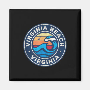 Virginia Beach Virginia Va Vintage Nautical Waves  Magnet