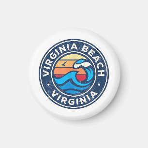 Virginia Beach Virginia VA Vintage Nautical Waves  Magnet