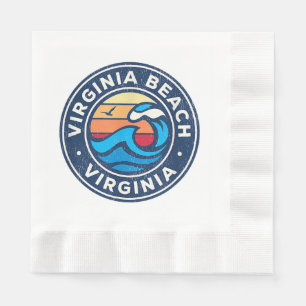 Virginia Beach Virginia VA Vintage Nautical Waves Napkin