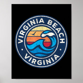 Virginia Beach Virginia Va Vintage Nautical Waves  Poster