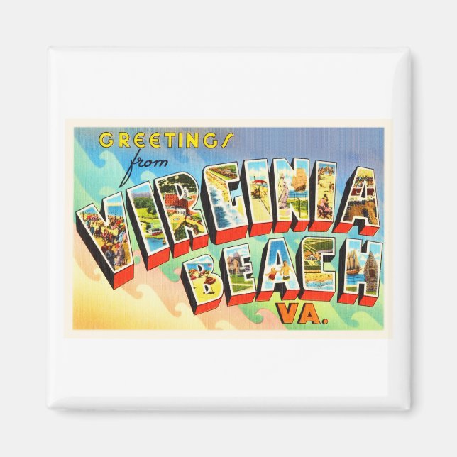 Virginia Beach Virginia VA Vintage Travel Postcard Magnet (Front)