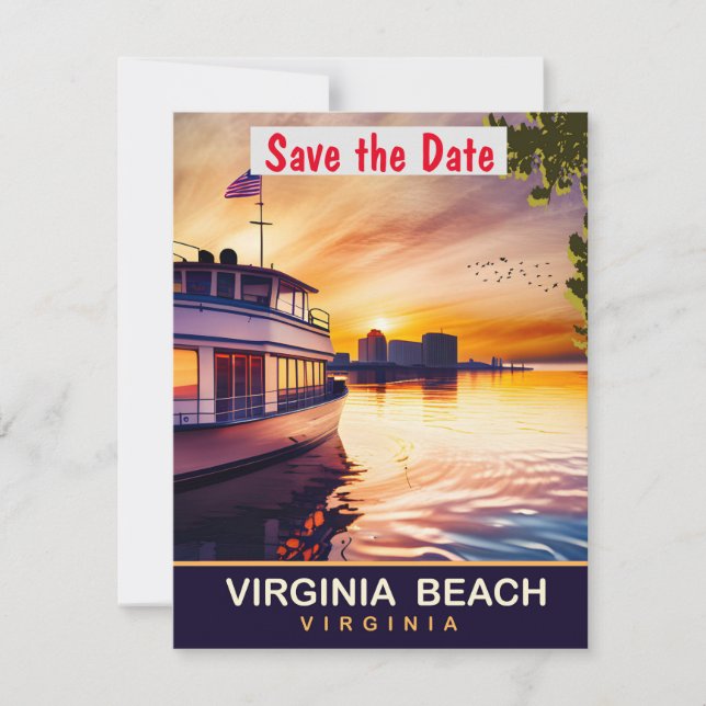 Virginia Beach Waterfront Golden Wedding Save The Date (Front)