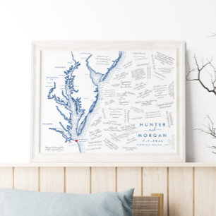 Virginia Beach Wedding Modern Guest Book Poster