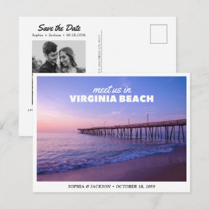 Virginia Beach Wedding Save the Date Travel Retro Postcard