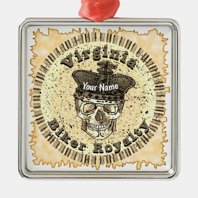 Virginia Biker  Metal Tree Decoration (Front)