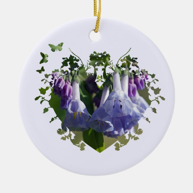 Virginia Bluebells Wildflowers Ceramic Tree Decoration (Front)