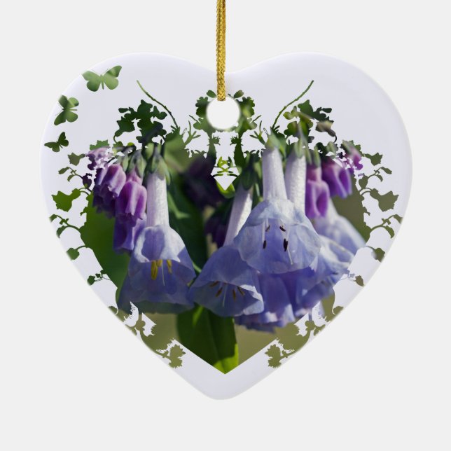 Virginia Bluebells Wildflowers Ceramic Tree Decoration (Back)