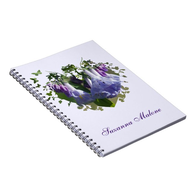 Virginia Bluebells Wildflowers Spiral Notebook (Right Side)