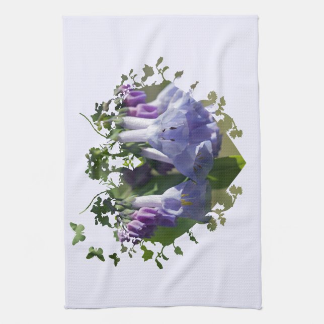 Virginia Bluebells Wildflowers Tea Towel (Vertical)