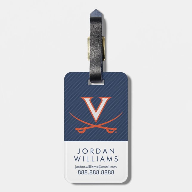 Virginia Cavaliers Carbon Fiber Luggage Tag (Back Vertical)