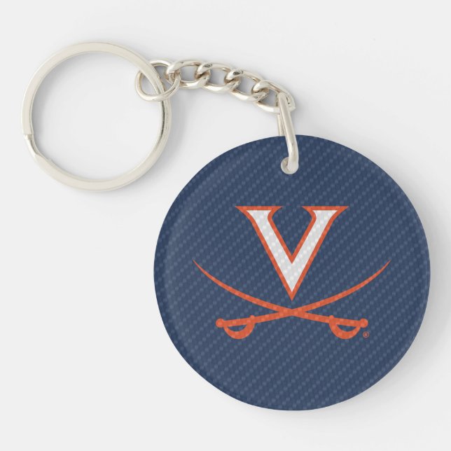 Virginia Cavaliers Carbon Fibre Key Ring (Front)