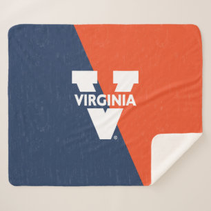 Virginia Cavaliers Color Block Distressed Sherpa Blanket