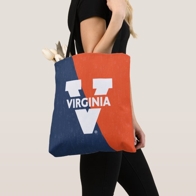 Virginia Cavaliers Color Block Distressed Tote Bag (Close Up)