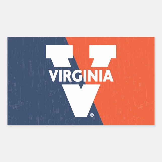 Virginia Cavaliers Colour Block Distressed Rectangular Sticker (Front)