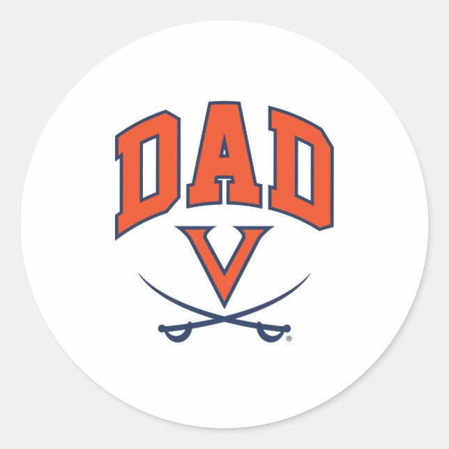 Virginia Cavaliers Dad Classic Round Sticker (Front)