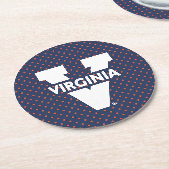 Virginia Cavaliers Polka Dots Round Paper Coaster (Angled)