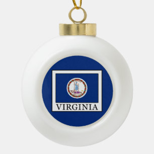 Virginia Ceramic Ball Christmas Ornament