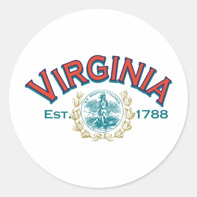 Virginia Classic Round Sticker (Front)