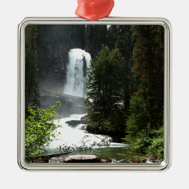 Virginia Falls at Glacier National Park Metal Tree Decoration (Front)