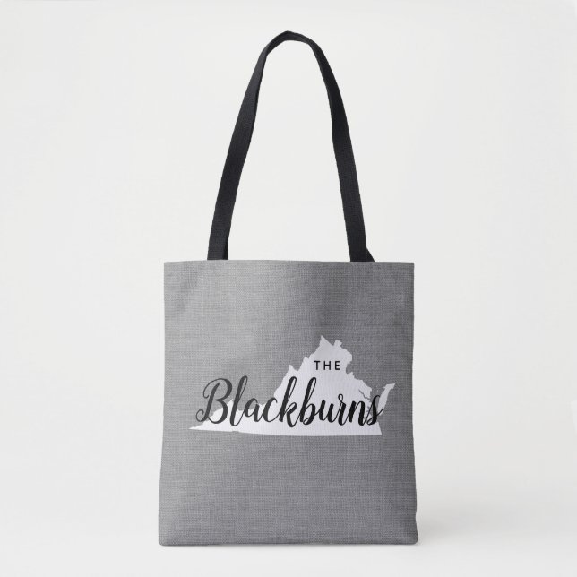 Virginia Family Monogram State Tote Bag (Front)