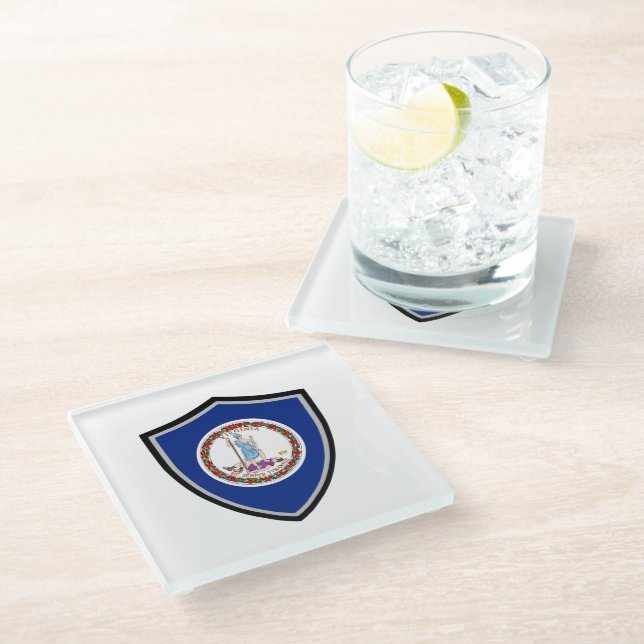 Virginia flag glass coaster (Angled)
