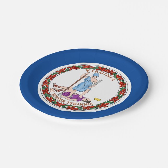 Virginia flag paper plate (Angled)
