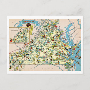 Virginia Funny Map Postcard