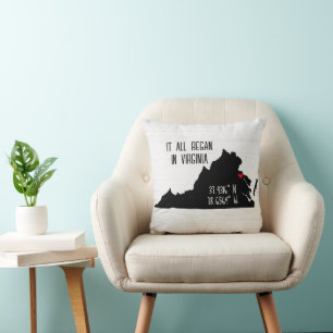 Virginia GPS Coordinates with Heart Cushion