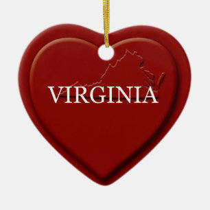 Virginia Heart Map Christmas Ornament