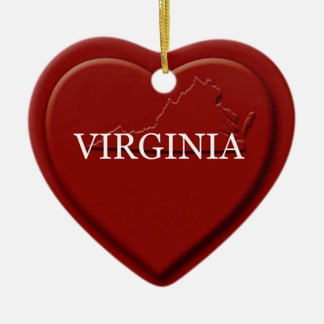 Virginia Heart Map Christmas Ornament (Front)