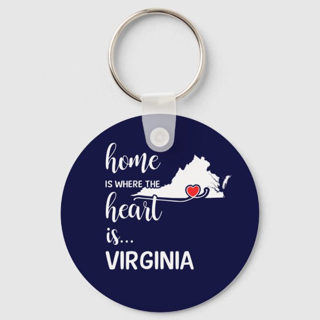 Virginia home is where the heart is key ring (Front)