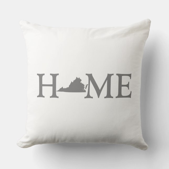 Virginia Home State Shaped Letter Grey Word Art Cushion (Front)