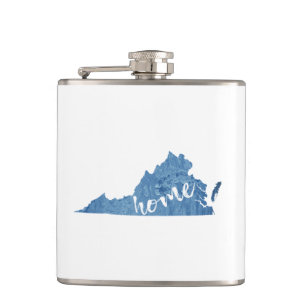 Virginia Home Wood Grain Hip Flask