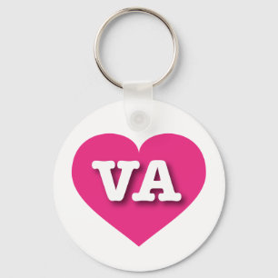 Virginia Hot Pink Heart - I love VA Key Ring