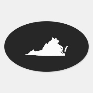 Virginia in White and Black Oval Sticker