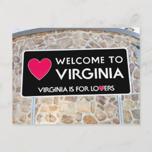 Virginia is for Lovers, Welcome to Virginia Sign Postcard