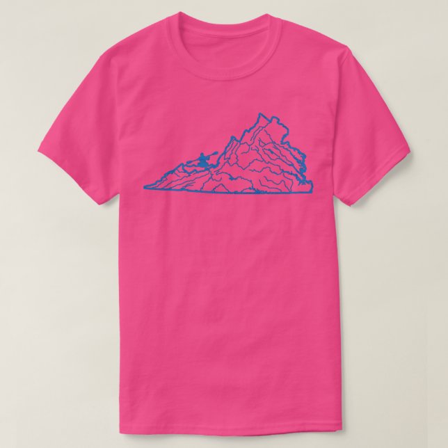 Virginia Kayak Blue Way State Outline River Map Ar T-Shirt (Design Front)