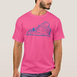 Virginia Kayak Blue Way State Outline River Map Ar T-Shirt