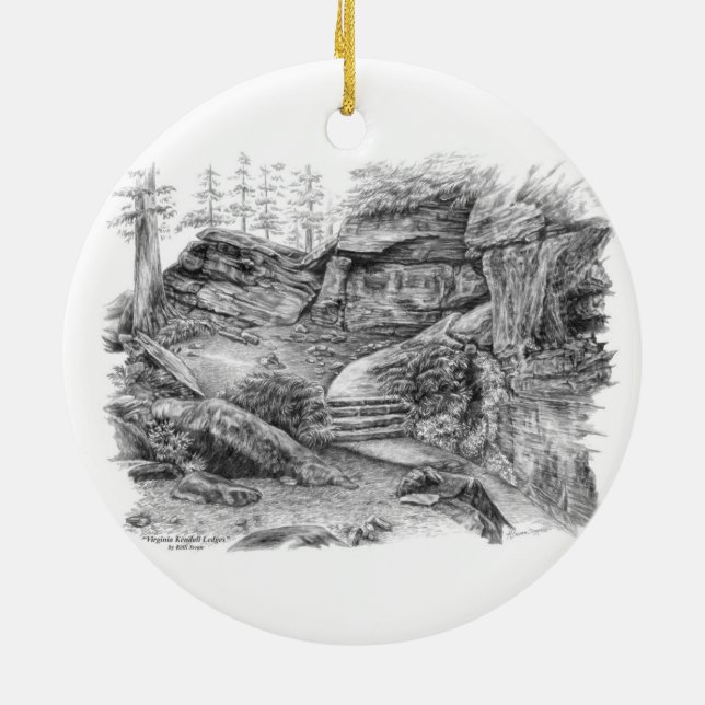 Virginia Kendall Ledges Trail (CVNP) Ceramic Tree Decoration (Back)