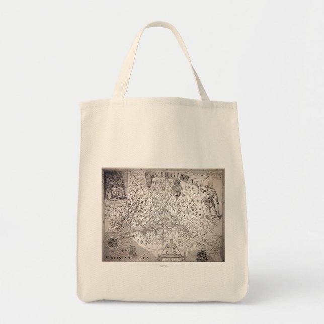 Virginia Map, 1612 Tote Bag (Front)