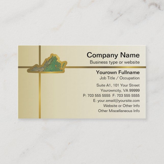 Virginia Map Business Card (Front)
